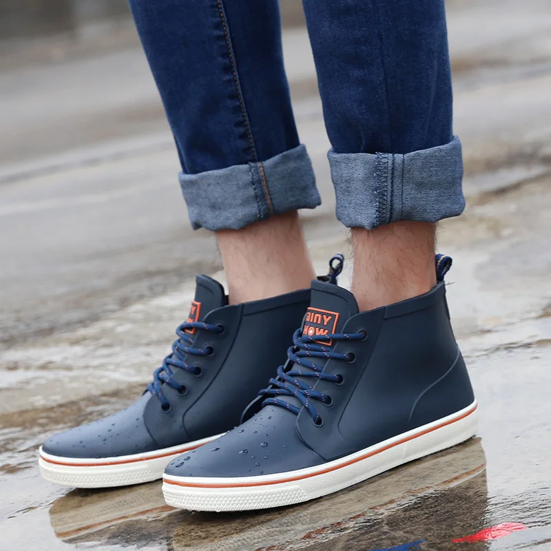 Rainshoes Non-slip Water Shoes Women Fishing Short Rainboots Rubber Men Garden Boots Men Couple Shoes New Fashion Sneakers