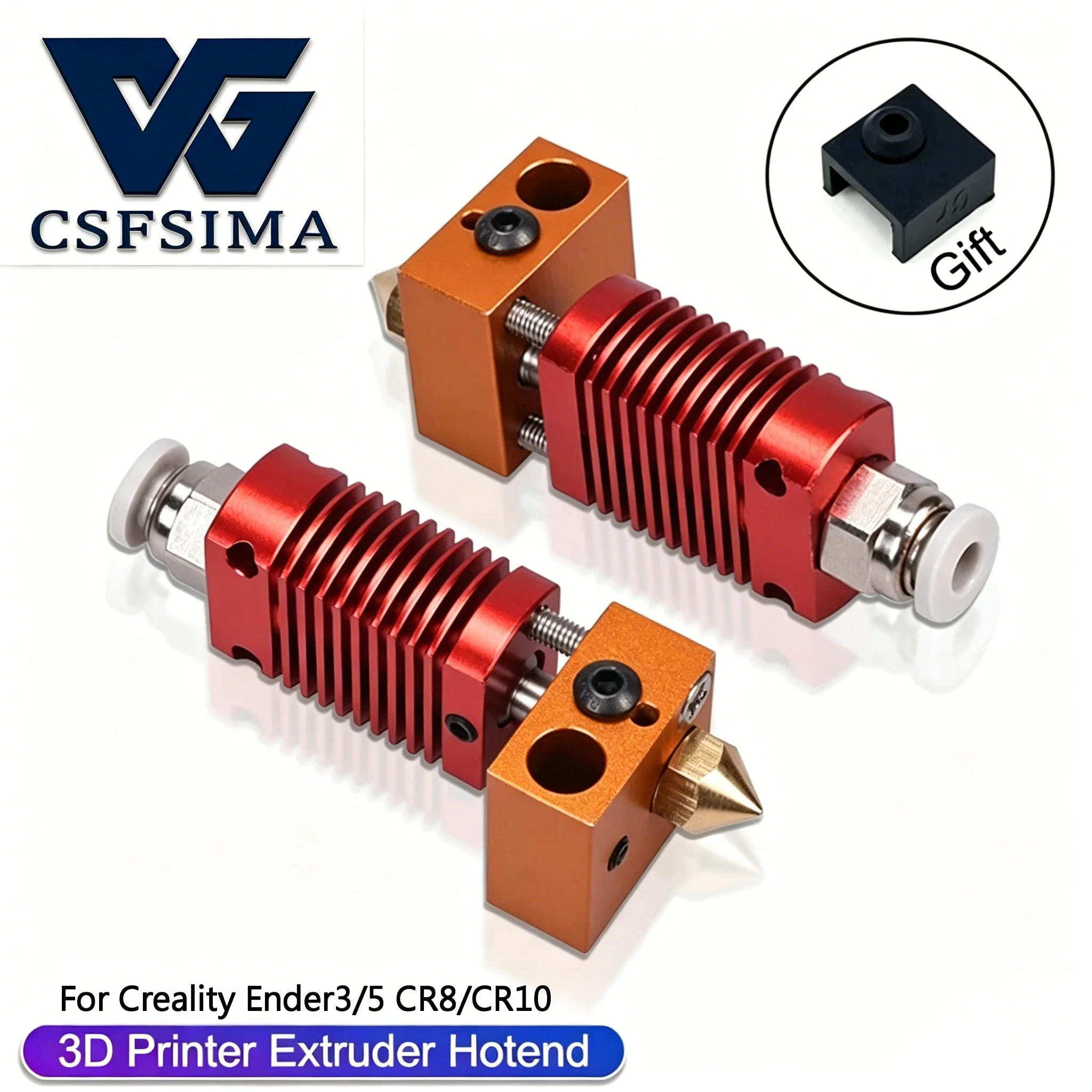 Single Nozzle Extruder Kit Throat Cooling Tube & Heating Block Set Compatible with Creality Ender 3 3D Printer