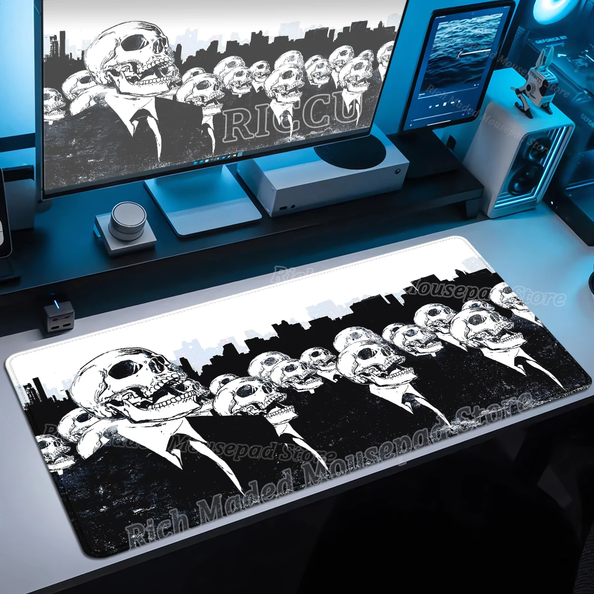 

Large Desk Mat Dark Skull Mouse Pad Playmat Black White Mousepad Goth Mousepad Large Gaming Anime Mouse Mats Exteneded PC Pads