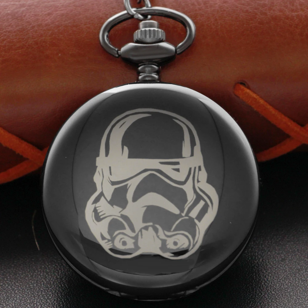 Vintage Villain Soldier Pattern Steampunk Quartz Pocket Watch Necklace Pendant Clock Fob Chain Men's Women's Gift Jfc068