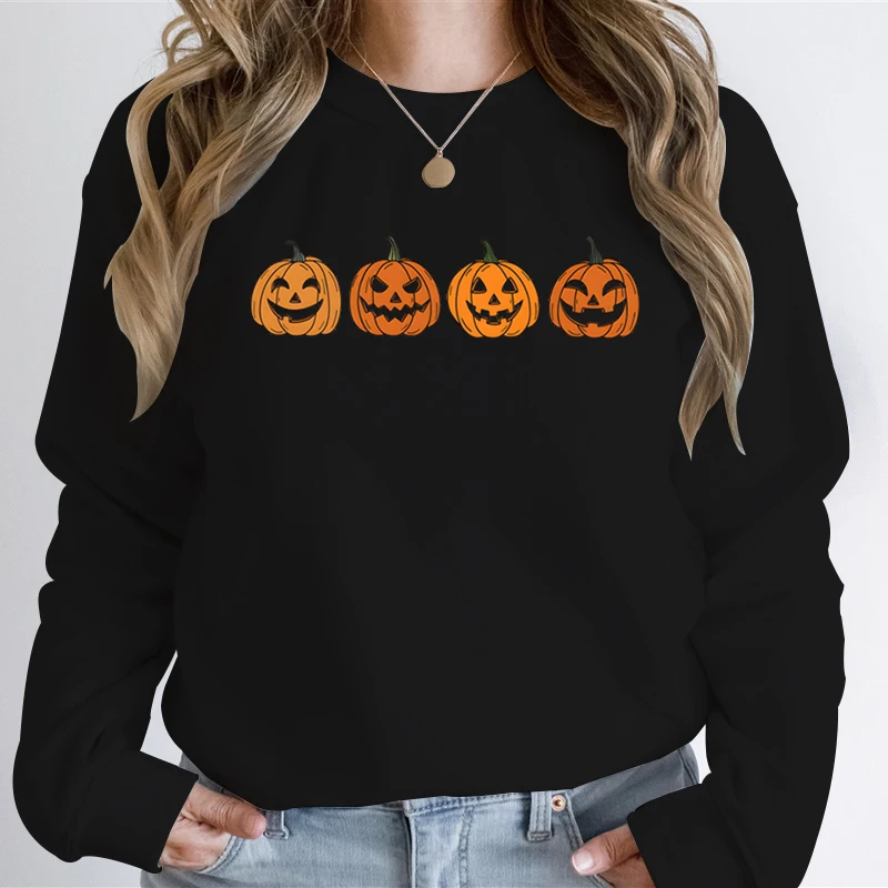 Funny Halloween Women\'s Sweatshirts Pumpkin Ghost Autumn Sweatshirt Hoodie Vintage Pumpkin Halloween Essential Women Sweatshirt