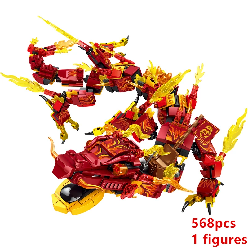 New Fire Heatwave Transforming Lava Flame Dragons Fightar Titan Season 14 Fly Building Blocks Classic Model Sets Bricks Kid Kit