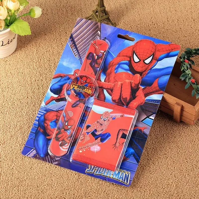 Portfel samochodowy dla dzieci Cartoon Pat zestaw zegarków Spiderman Mickey zegarki dziewczyna lub chłopiec prezenty urodzinowe cyfrowy zegarek ze skórzanym paskiem