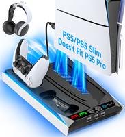 For PS5/PS5 Slim Stand With 3 Level Cooling Station & LED  With Controller Charger Playstation 5 Accessories With 3 USB Hubs