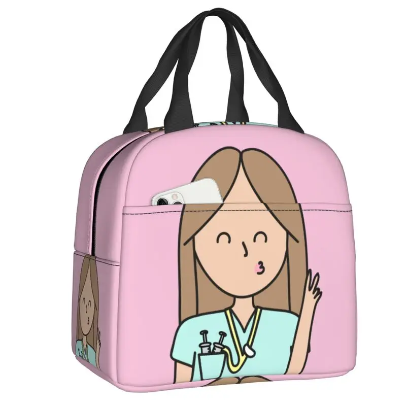 Bolsa de almuerzo médica impermeable con aislamiento térmico para mujeres y niños, bolso de mano para comida, caja Bento, enfriador En Apuros, médico, Enfermera