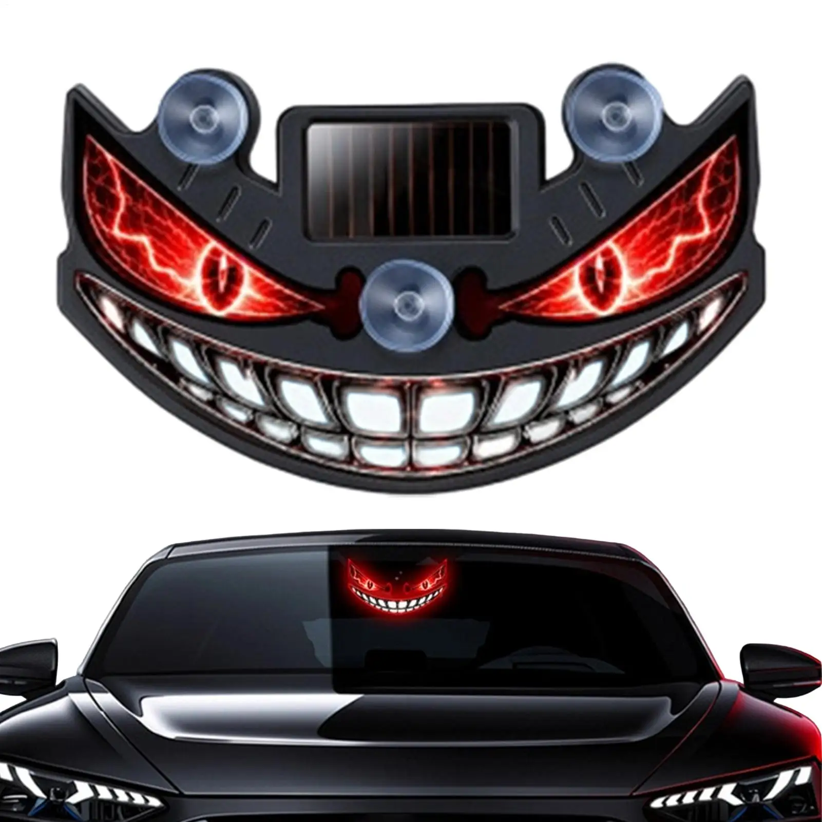 Car Window Light LED Solar Rechargeable Windshield Ambient Lamp Animated Car Window Light for SUV Sedan Automotive Daily Driving