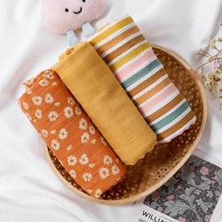 Kangobaby #My Soft Life# Hot 3pcs Set Breathable Baby Muslin Cotton Swaddle Blanket Newborn Wrap Infant Bath Towel 120x110cm