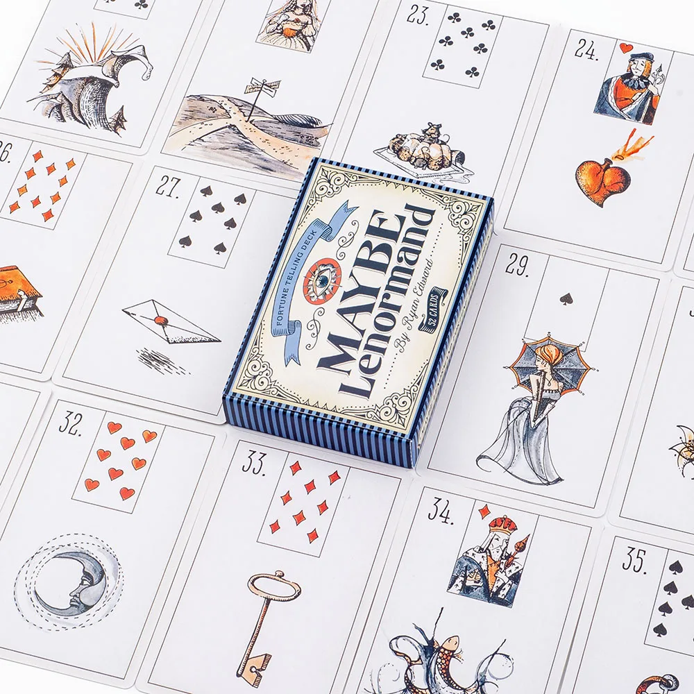 Może Talia 52-kartów Lenormand dla początkujących Wróżenie los Karty tarota Wróżenie Gry karciane Gra planszowa na imprezę 9,7 * 6,3 CM