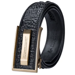Hi-Tie – ceinture en cuir véritable de Crocodile, accessoire de luxe de styliste, boucle automatique dorée, noire