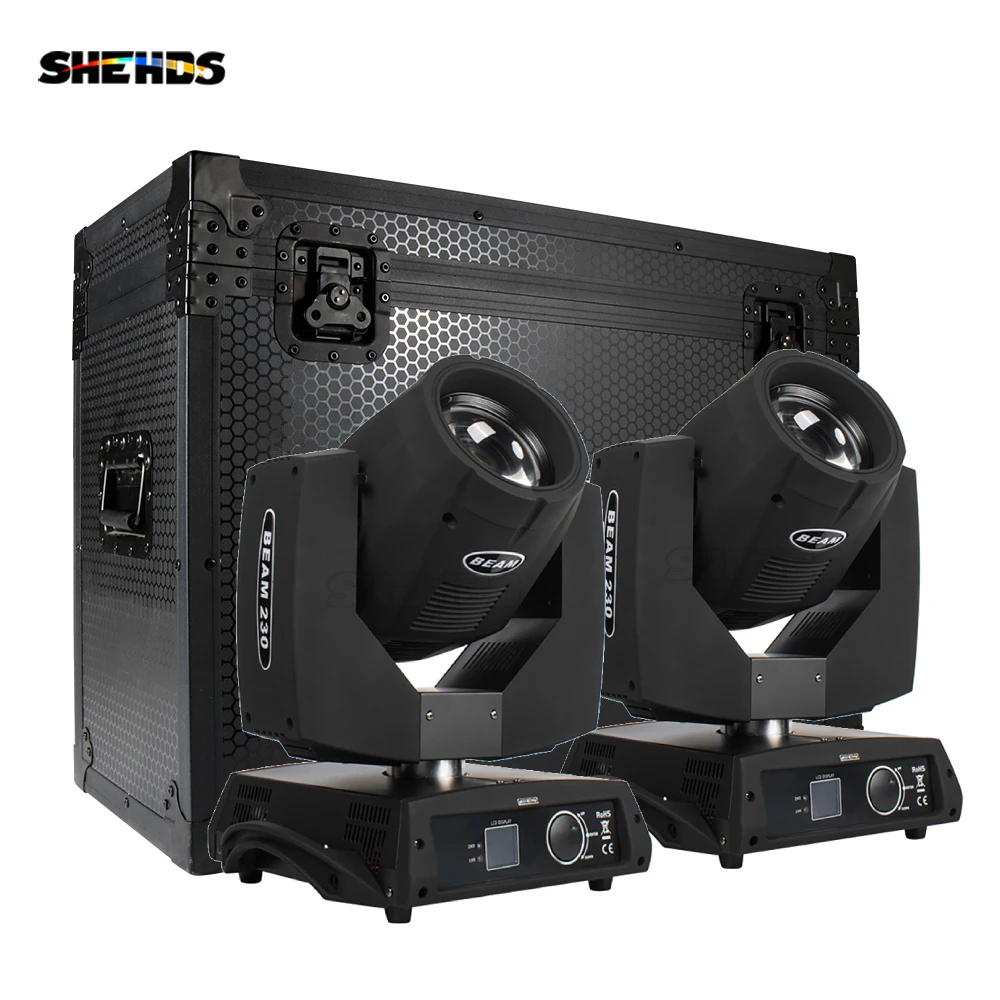 SHEHDS Bulb 230W 7R Beam Key Moving Head Lighting with Flight Case for Disco KTV Disco Party Stage Equipment