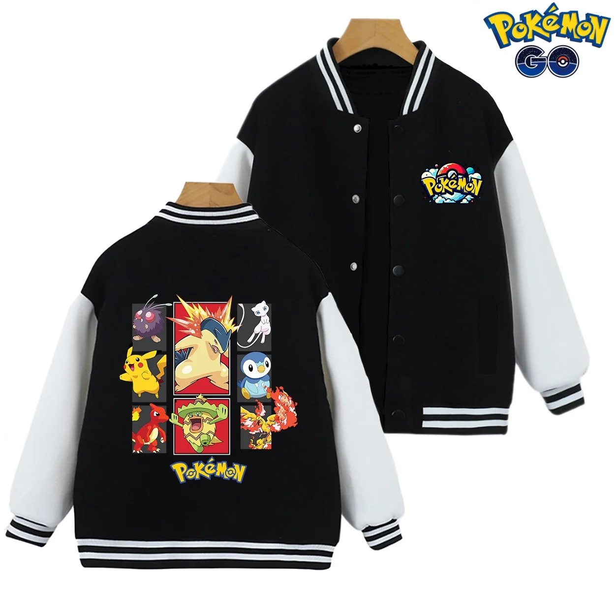 

Pokemon Jacket Cute Anime Figure Pikachu Children Clothing Cute Girls Baseball Jerseys Boys Zipper Sweatshirt Kids Birthday Gift