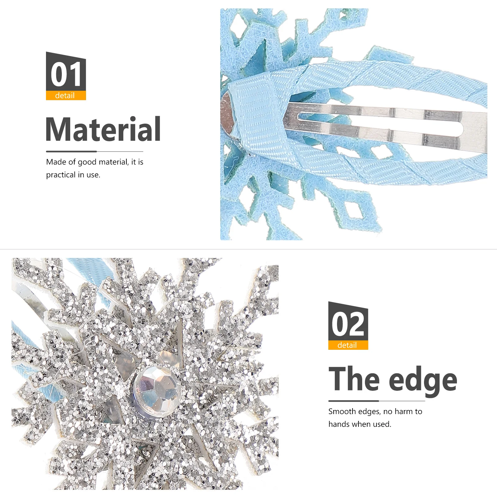 

6 pcs Children Hair Accessories Snowflake Clips Blue Silver Rhinestone Side Snap Hair Decor Banquet Party Prom Birthday Girl