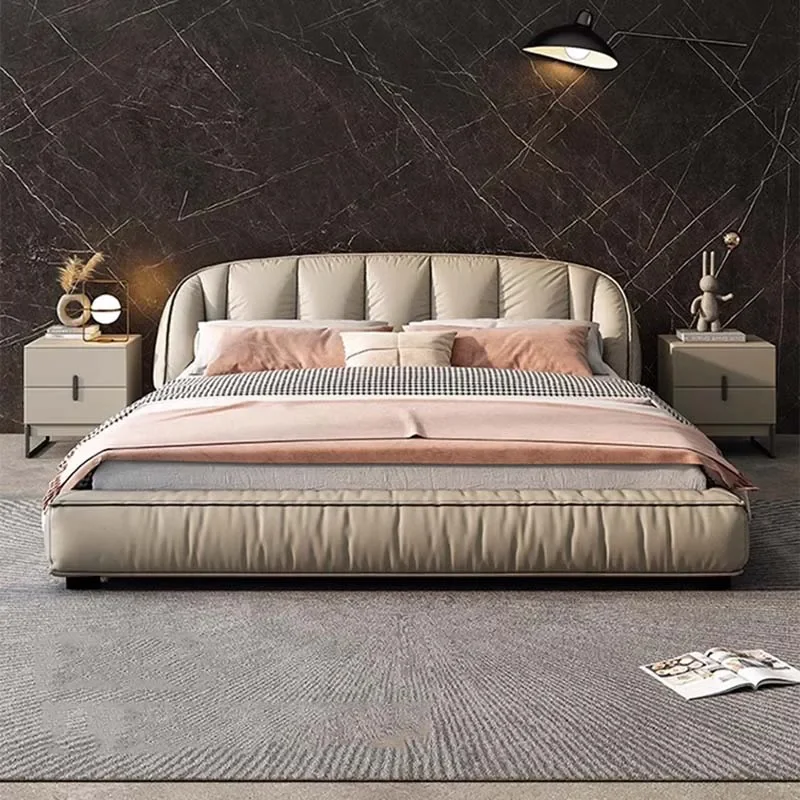 

Leather Marriage Bed Nordic Aesthetic Modern Luxury King Size Bed Storage Multifunctional Cama De Casal Luxuosa Home Decor