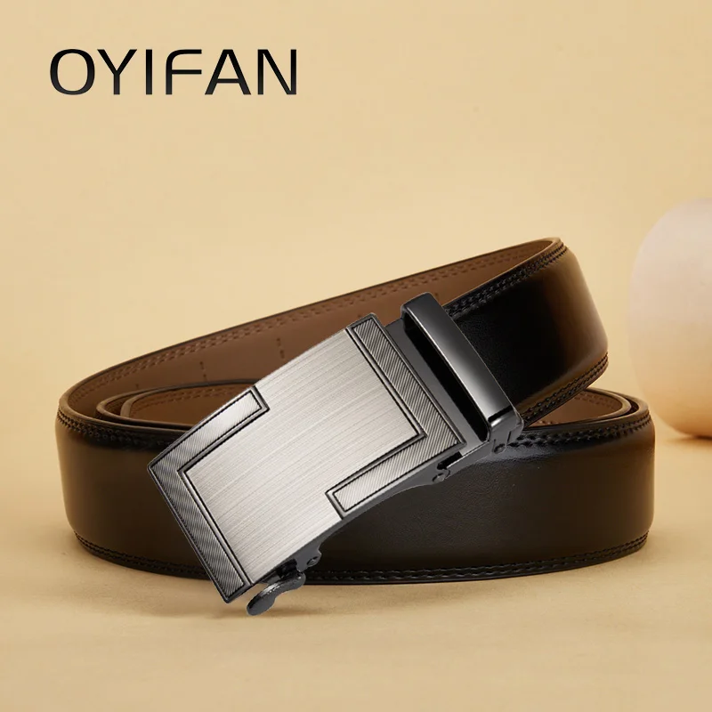 OYIFAN Men Belts Leather Waist Strap Male Automatic Buckle Waistband Mens High Quality Girdle Belts for men