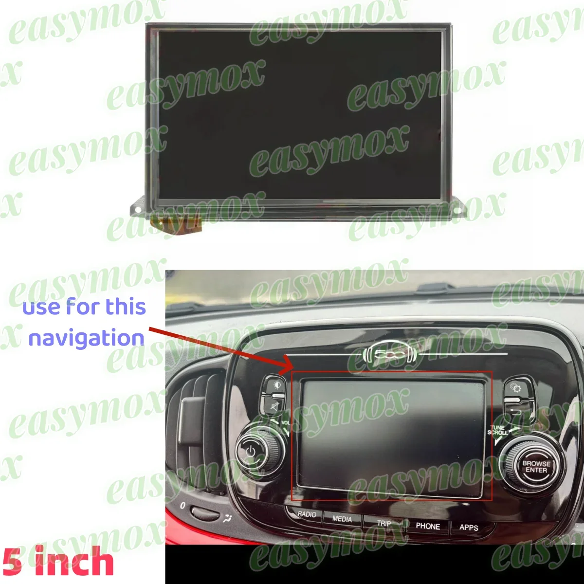 

5" LCD Display IPS2P2301-E For 2016-2020 Fiat 500 For Abarth 595 Center Console Information Radio Navigation Screen Repair