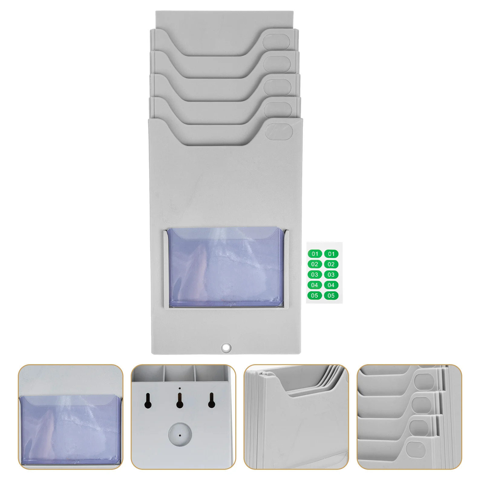 

Material Card Rack Time Clock Holder Wall Storage Shelves Shelf Mount Information Plastic Multi-grid Cards Staff