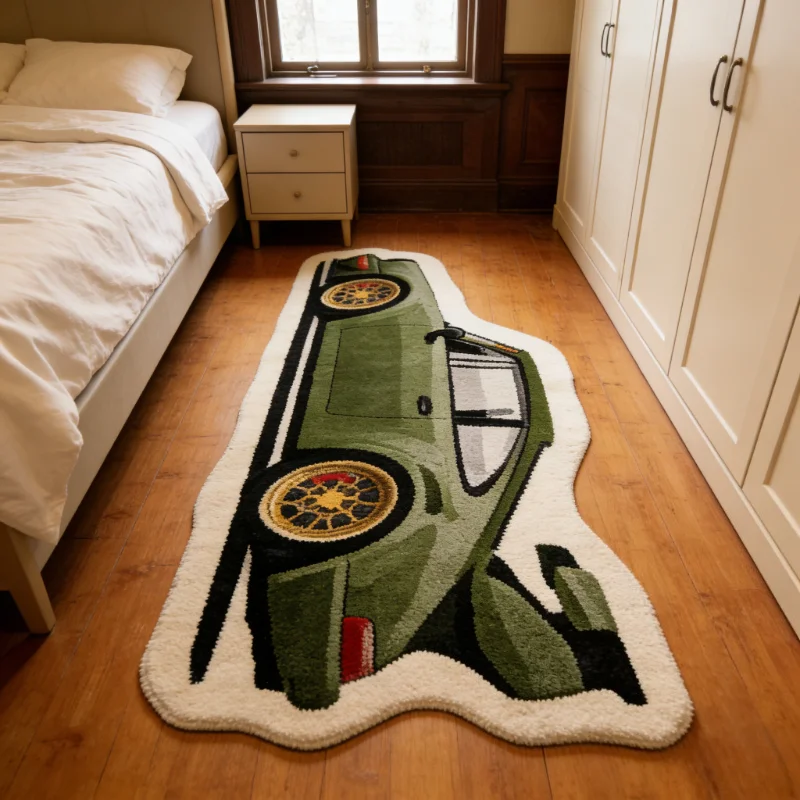 

Cartoon Car Carpets for Living Room Cool Personality Bedroom Decor Carpet Irregular Bedside Plush Rug Fluffy Soft Home Floor Mat