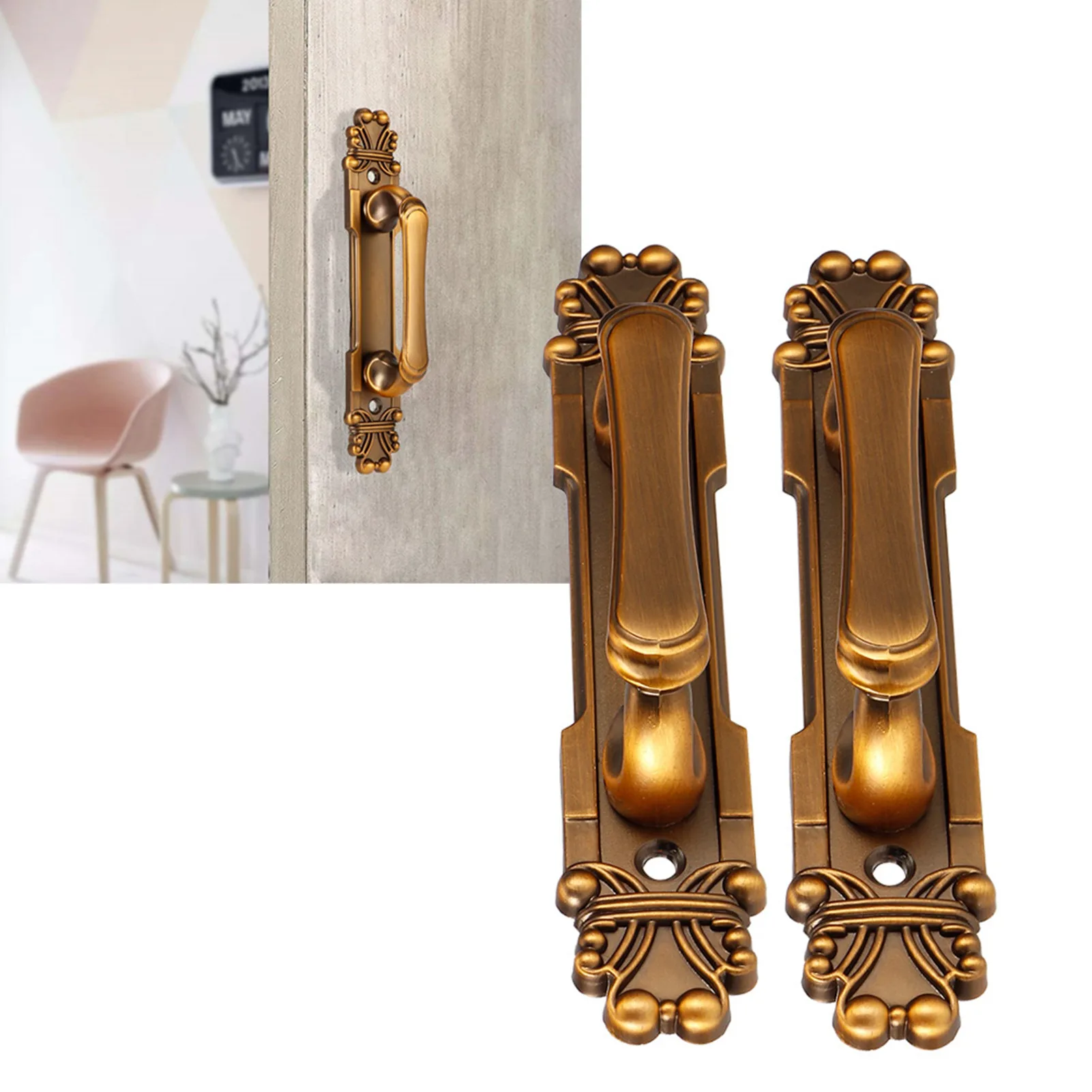 2Pcs/Set European Style Antique Zinc Alloy Door Pull Handle Cabinet Hardware Handle Fittings Accessory