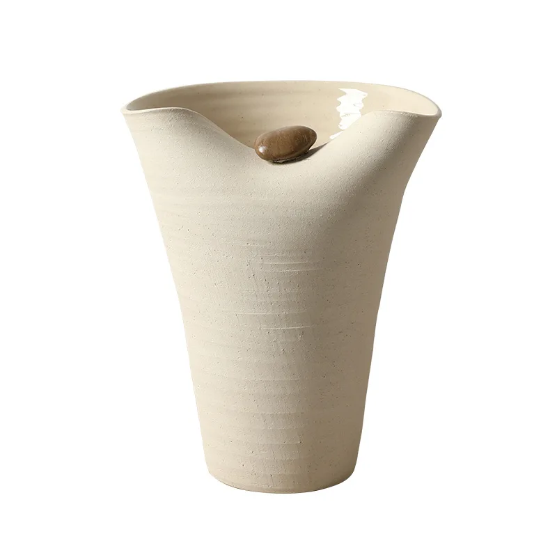 Nordic ins style creative imitation pebble ceramic vase villa hotel entrance living room high-end home ornament