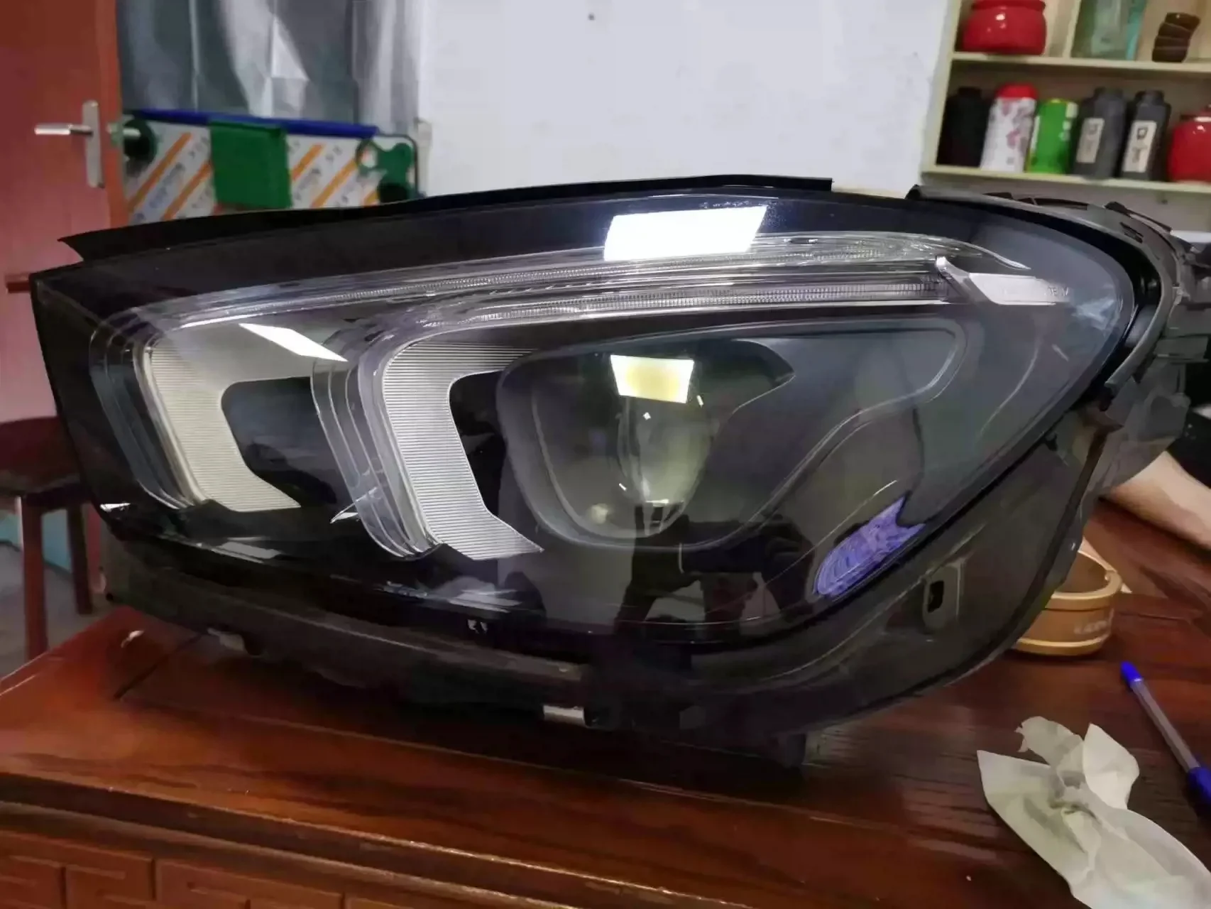 Car Headlight Assembly for Mercedes Benz GLE DRL Daytime Running Driving Lamp Angel eye Turn Signal
