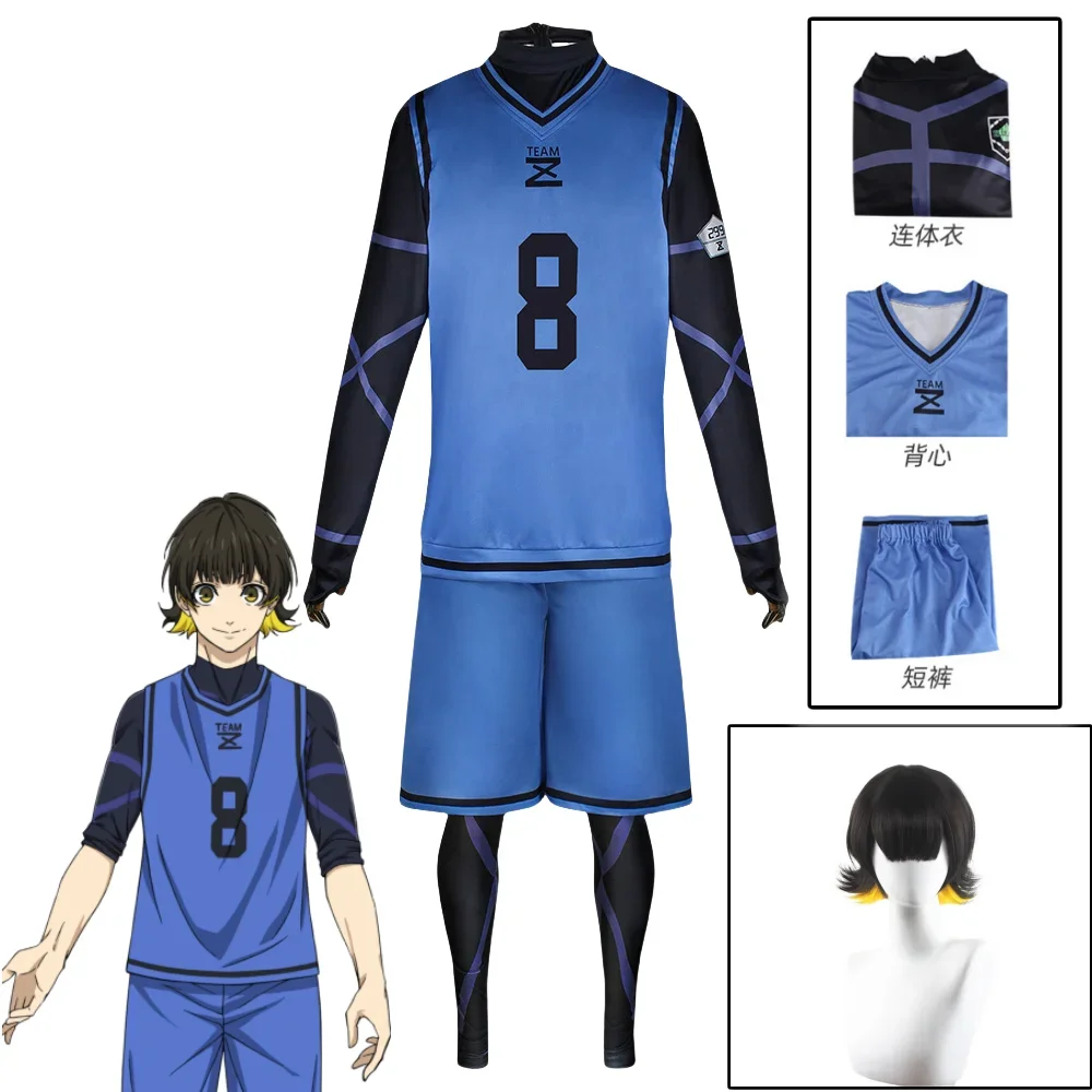 

Аниме Blue Lock Bachira Meguru Косплей Костюм Футбол Джерси Спортивная одежда Синяя форма Боди Хэллоуин Рождественская вечеринка Наряд