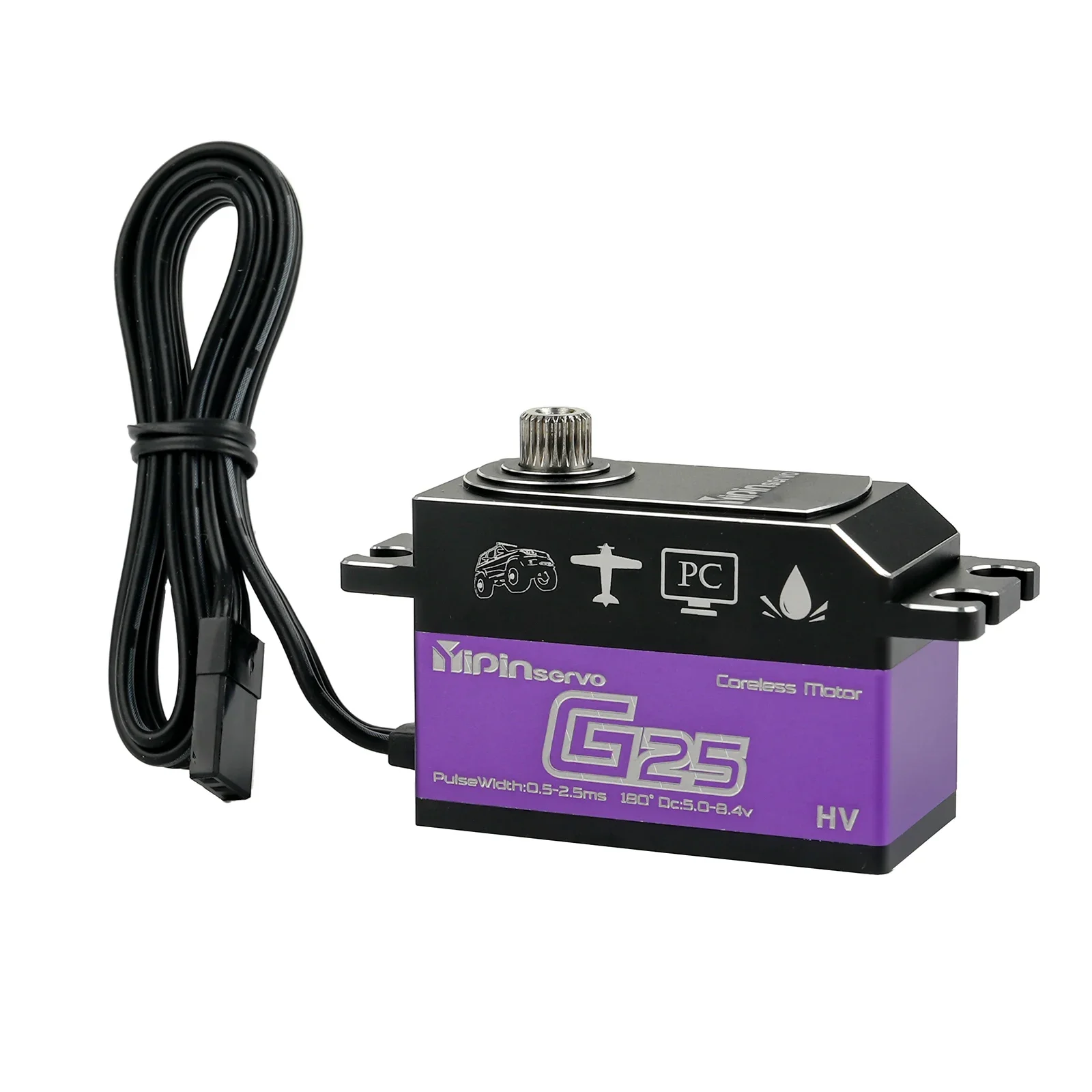 Servomoteur numérique sans noyau, corps court, entièrement en métal, 25KG, 180/270/360 degrés, jouets de bricolage, pièces pour voitures Robot, modèle d'avion