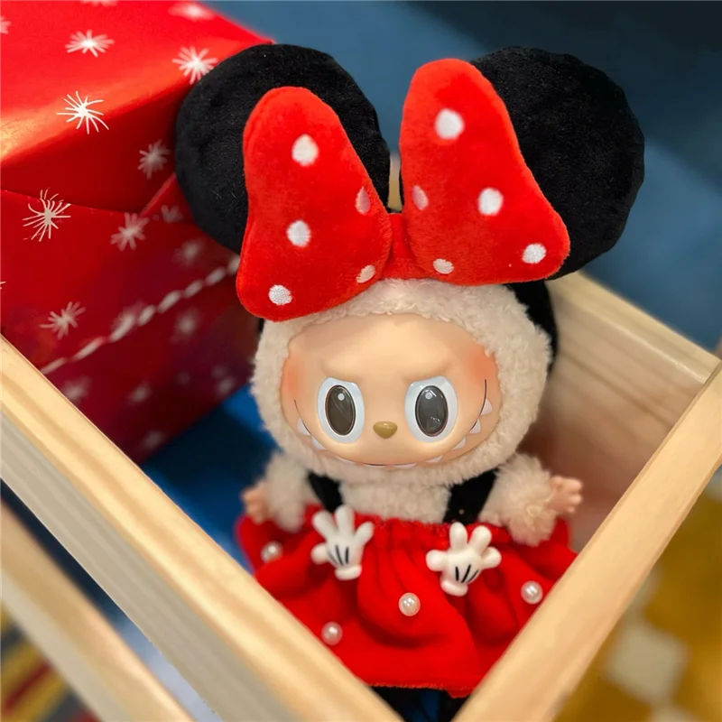 

15 17 см для куклы Labubu, одежда с героями мультфильмов, бант, мышь, плюшевая розовая роза, медведь, кролик, комплект для косплея, одежда для сидения, мини-аксессуары