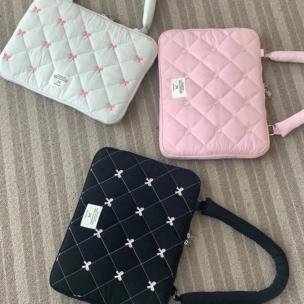 Bow Laptop Sleeve Quilted Computer Sleeve Bag Protective Quilted Laptop Bag for Men Women Computer Bag