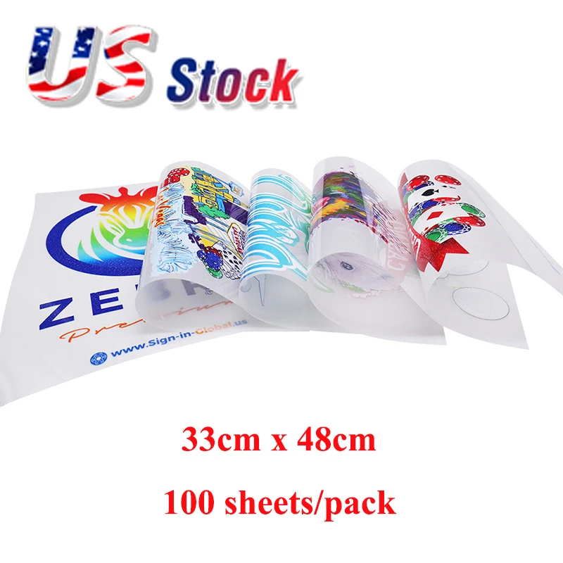 

US Stock CALCA 100 Sheets/pack 33cm x 48cm/13in x 19in DTF Glitter+ Film Cold Peel for T-shirts Transfer Printing Wholesale Bulk