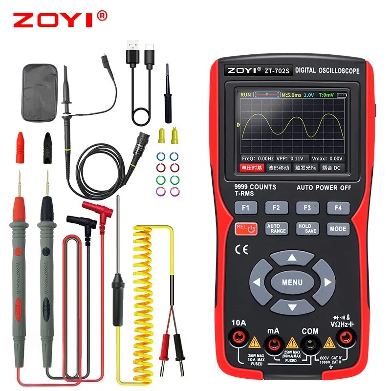 ZT-702S Digital Multimeter Oscilloscope Professional Electrician Tester Voltmeter Current Hz Cap Ohm Meter Handheld Oscilloscope