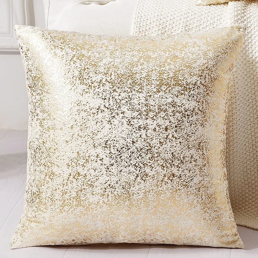 1pc Decorative Pillowcase Gold Foil Velvet Cushion Cover 45x45 50x50 Soft Decorative Pillow Cover for Sofa Living Room Decor