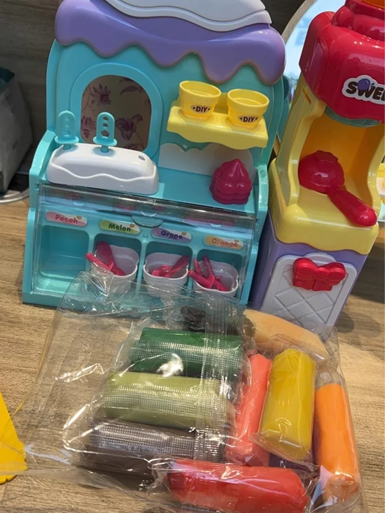 Macchina per Gelato in Pasta Modellabile per Bambini, Giocattolo Educativo per Negozio di Dolci, Gioco di Ruolo per Bambine, Sicuro e Antiaderente, Regalo Sorpresa per Festival e Compleanni
