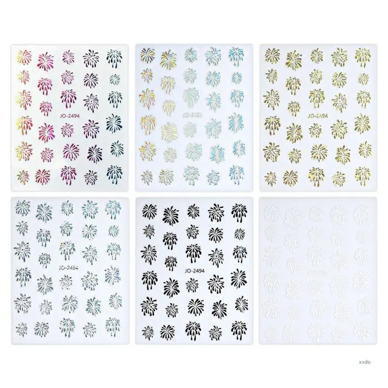 Festive Nail Sticker Christmas Gift Firework Pattern Nail Stickers Self adhesive Nail Art Accessories