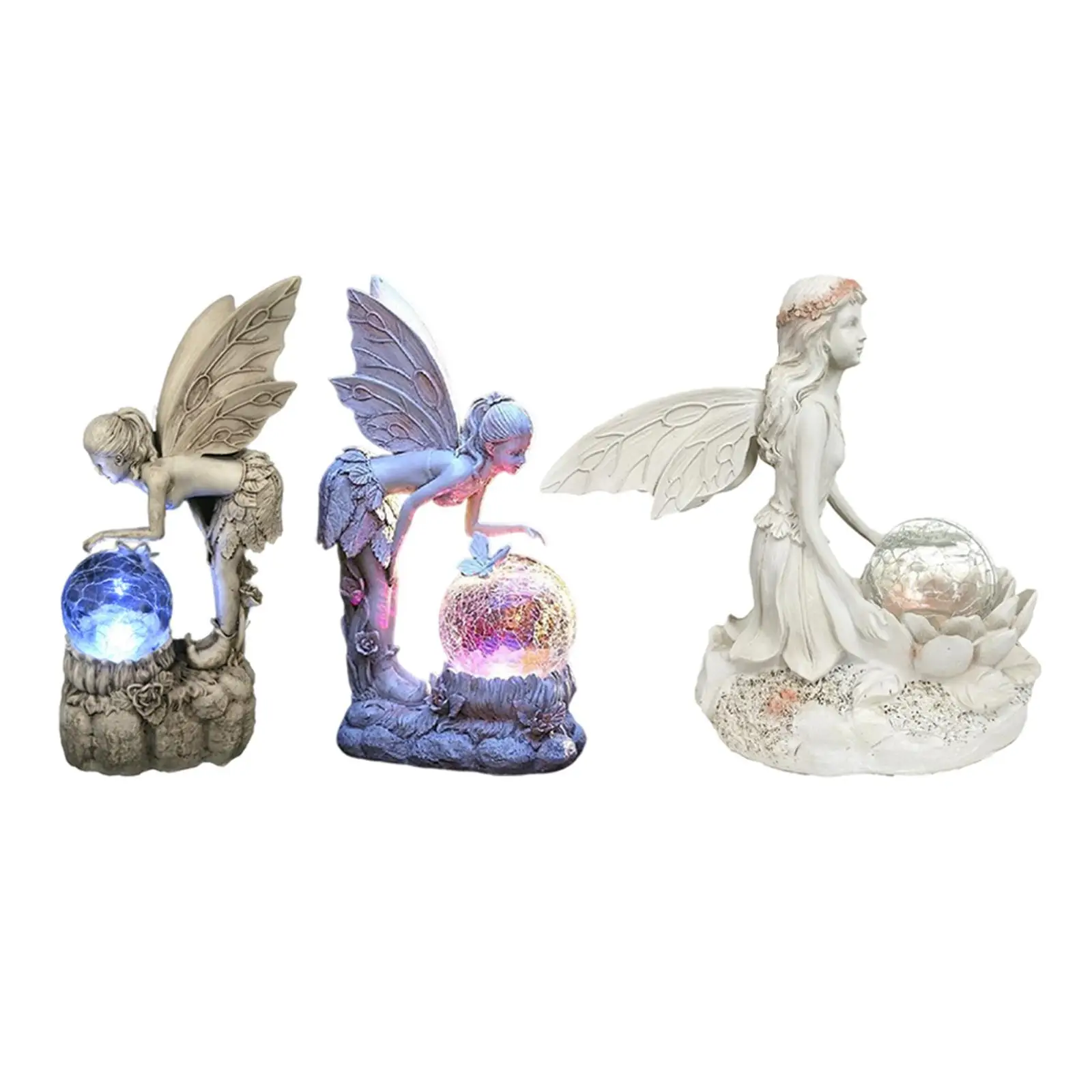 LED Fairy Figurine with Solar Power Light for Patio Balcony Birthday Gift