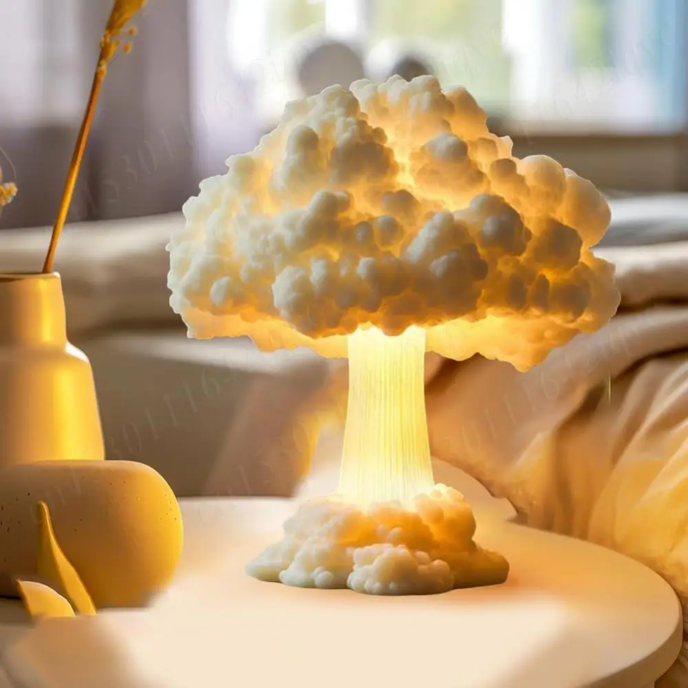Candeeiro de mesa explosão de nuvem de cogumelo 3D Único LED Lâmpada criativa ao lado da lâmpada para quarto Mesa Decoração de casa