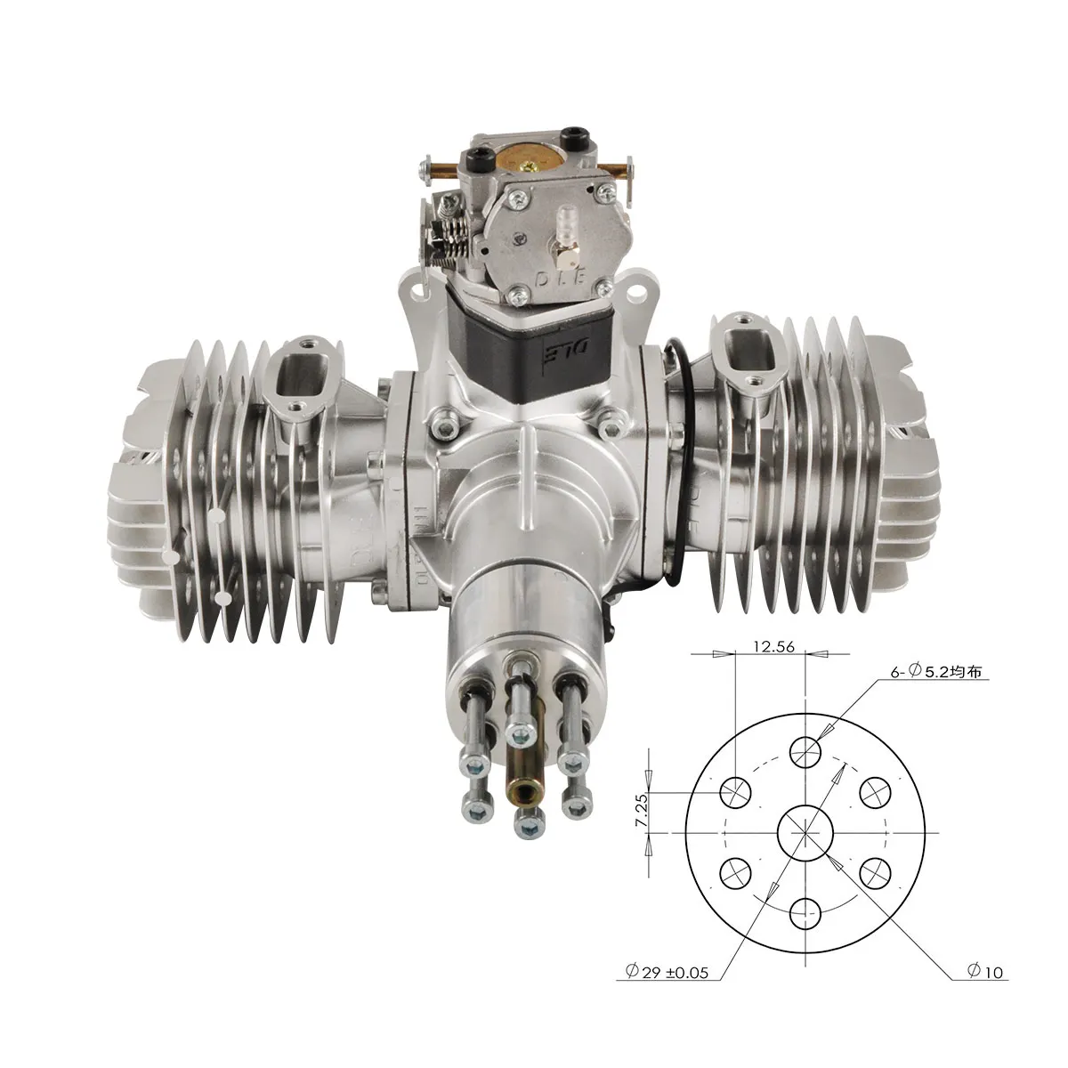 DLE 111CC Two Stroke Side Exhaust Gas Engine W/ Electric Ignition & Muffler