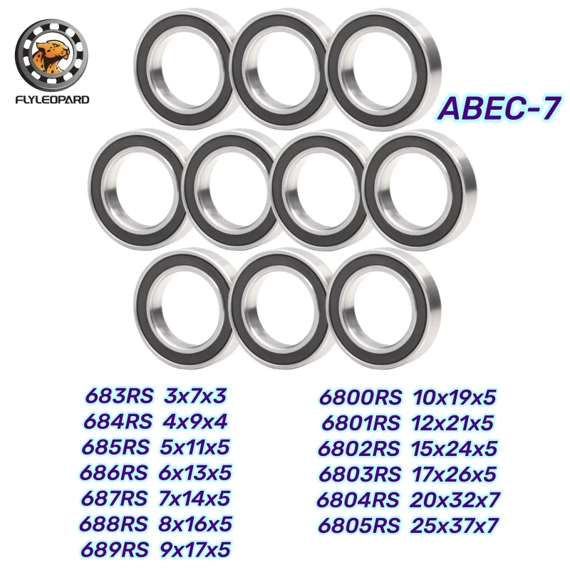 10pcs 6802-2RS Bearing 15x24x5mm ABEC-7 Ball Bearing Chrome Steel 6800 6801 6803 6804 2RS for Bicycle Hub Front Rear Hubs Wheel