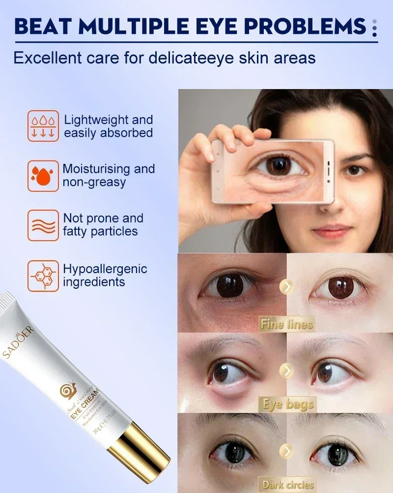 Anti-Wrinkle Eye Cream Dark Circles Remove Eye Bags Puffy Reduce Wrinkles Fine Lines