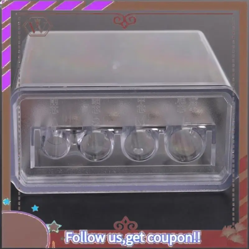 ABBG-2 قطعة مبراة أقلام نجار نقطة طويلة مبراة أقلام رصاص يدوية مع غطاء بلاستيكي 4 ثقوب مبراة أقلام رصاص محمولة