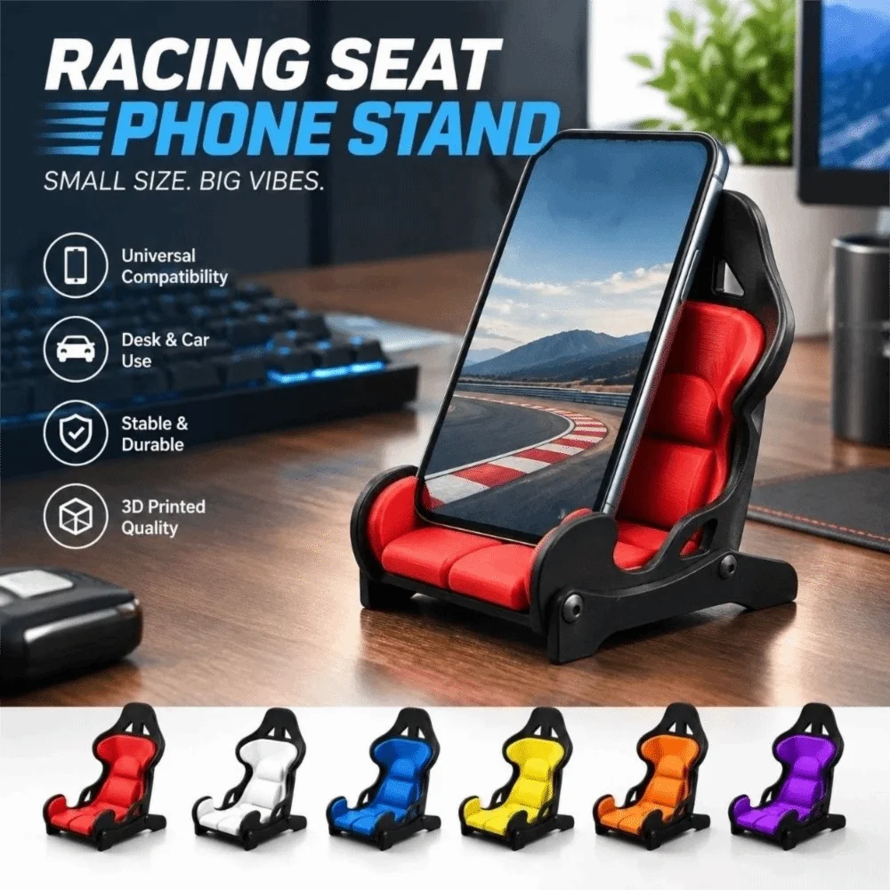 3D Printed Racing Seat Phone Holder Novelty Racing Style Gaming Desk ...