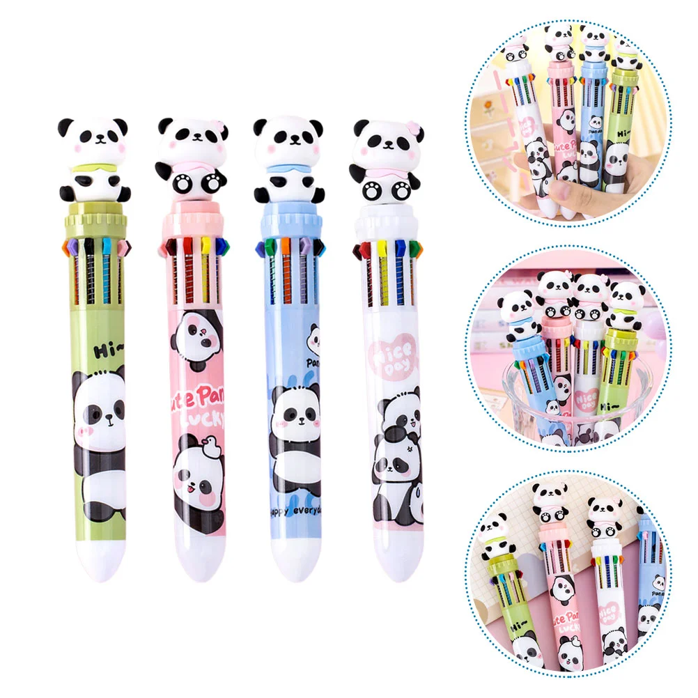 

4 Pcs 10 Color Ballpoint Pen Multicolor Delicate Cute Desktop Plastic Household Drawing Pens Portable Office