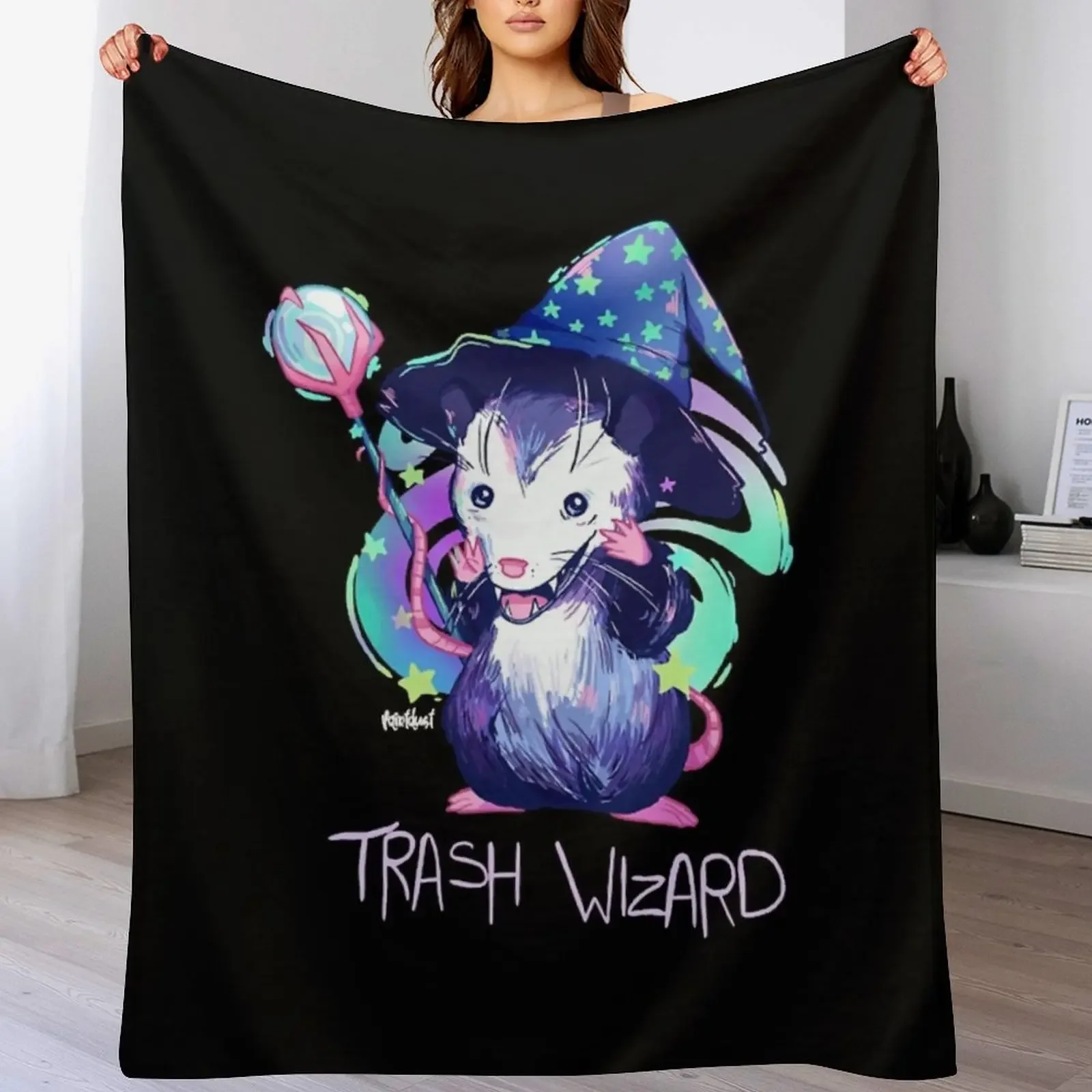 Trash Wizard Throw Blanket All Season Lightweight Soft Blanket for Bed