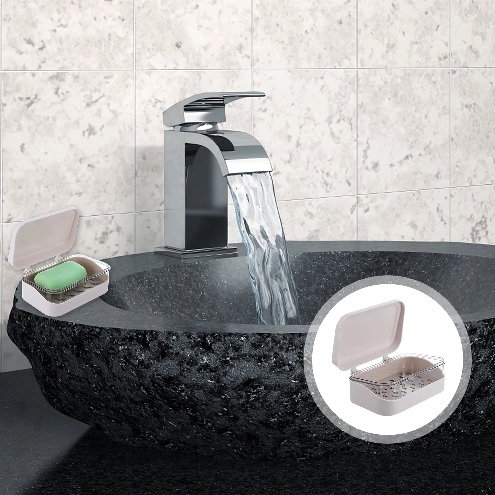 

1pc Dish Waterproof Box Soap Container Household Soap Storage Rack Storage Rack For Bathroom Bedroom Wall Mount