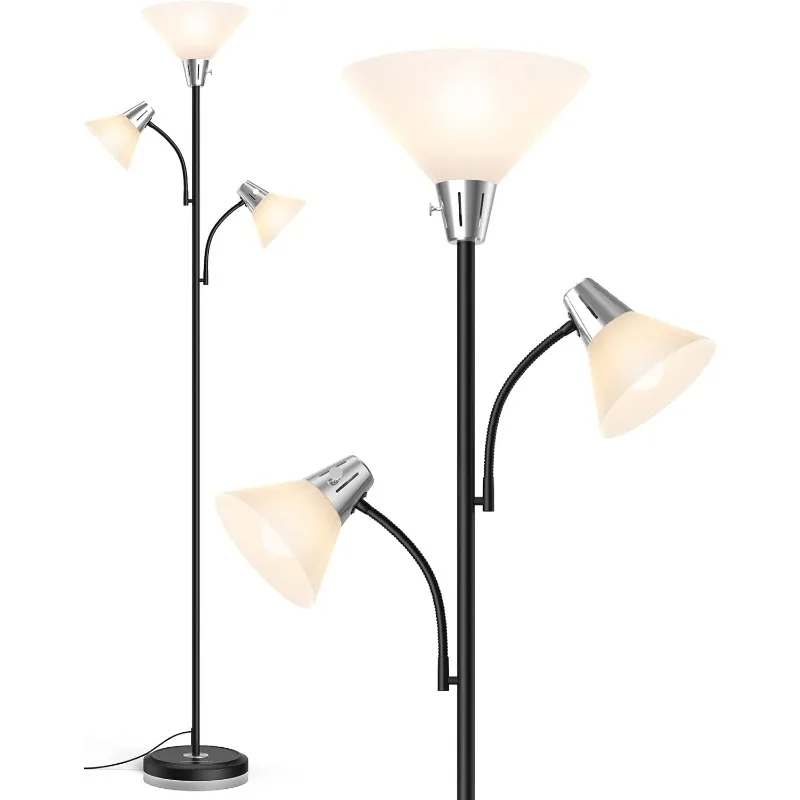 

Floor Lamp, Standing Lamp with Replaceable 3000K Energy-Saving LED Bulbs,9W Lamp for Living Room