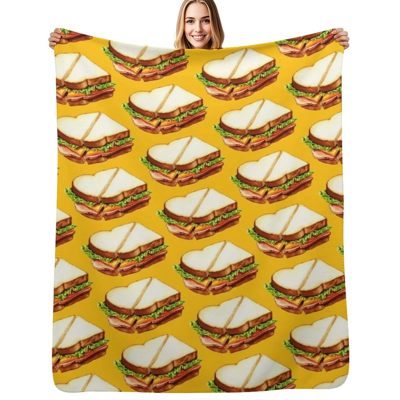 

Ham Sandwich Pattern Throw Blanket Camping for babies Summer Beddings Decorative Sofa Blankets