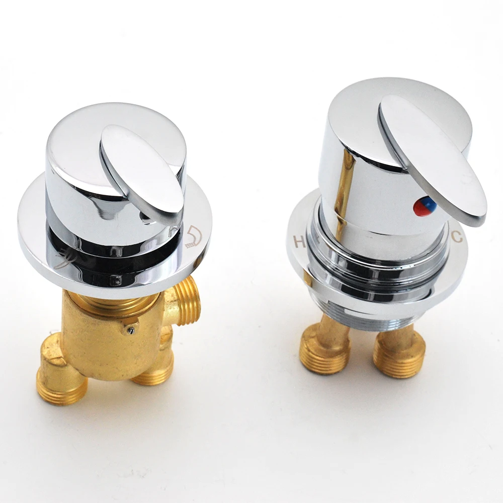 Chromed Brass Switch Valve For Bathtub Faucet Hot and Cold Water Mixer Shower  Bath Faucet Control Valve Split 2 Holes 50MM Size