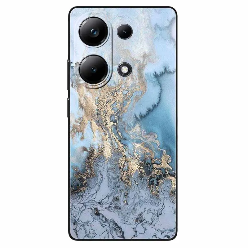 For Poco M6 Pro 4G Case Fashion Marble Silicon Black Cover for Xiaomi Poco M6Pro 4G Phone Case M 6 Pro Soft Shells PocoM6Pro 4G