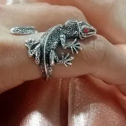 Vintage Silver Color Animal Lizard Rings for Men Women Trendy Gecko Hip Hop Rock Ring Jewelry Gift Wholesale
