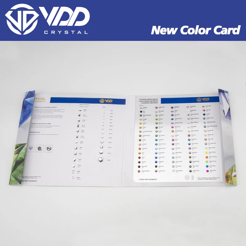 VDD Color Chart AAAAA Crystal Rhinestone High Quality Hot Fix/Non Hotfix Stones Color Card For Compare Choose Various Colors