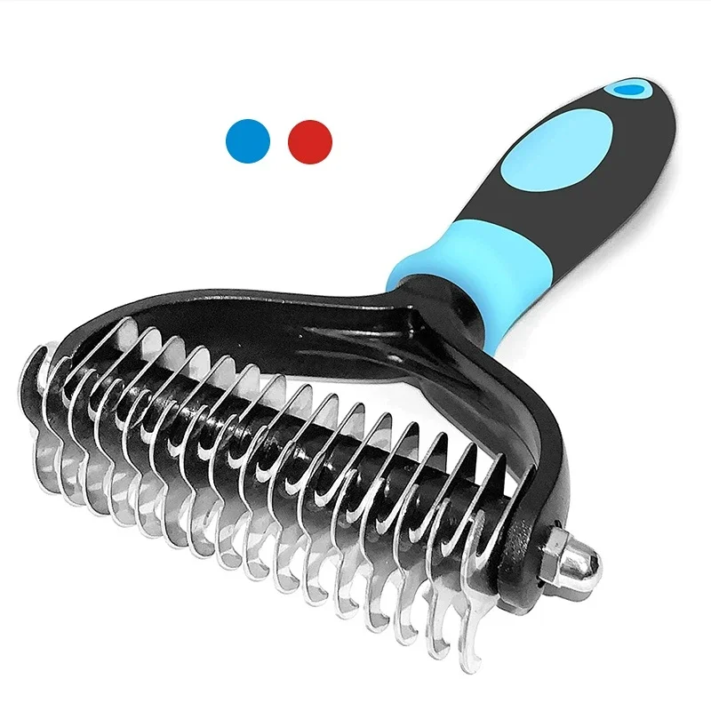 

Professional Pet Deshedding Brush 2 Sided Dematting Dog Comb Cat Brush Rake Puppy Grooming Tools Undercoat Shedding Flying Hair